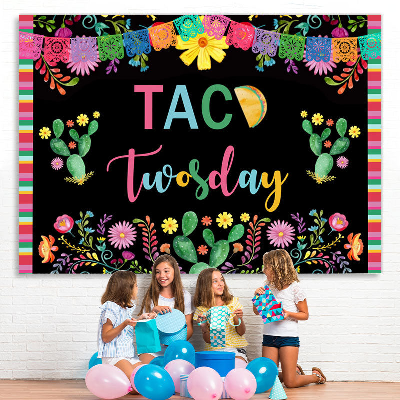 Lofaris Colored Plants With Black 2nd Birthday Party Backdrop