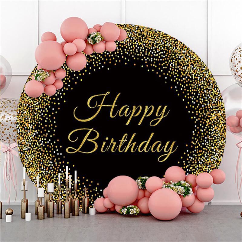 Lofaris Colored Point Black Circle Happy Birthday Backdrop