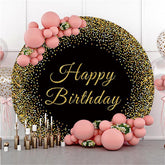 Lofaris Colored Point Black Circle Happy Birthday Backdrop