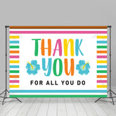 Lofaris Colored Stripe Floral Thank You Mothers Day Backdrop