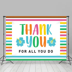 Lofaris Colored Stripe Floral Thank You Mothers Day Backdrop