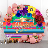 Lofaris Colored Stripe Grad Round Backdrop For Party Decoration