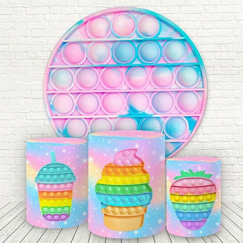 Lofaris Colorflu Glitter Pop It Round Birthday Party Backdrop
