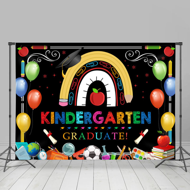 Lofaris Colorful Ballons Kindergarten Black Backdrop For Party