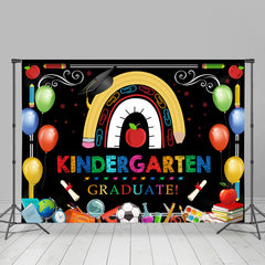 Lofaris Colorful Ballons Kindergarten Black Backdrop For Party