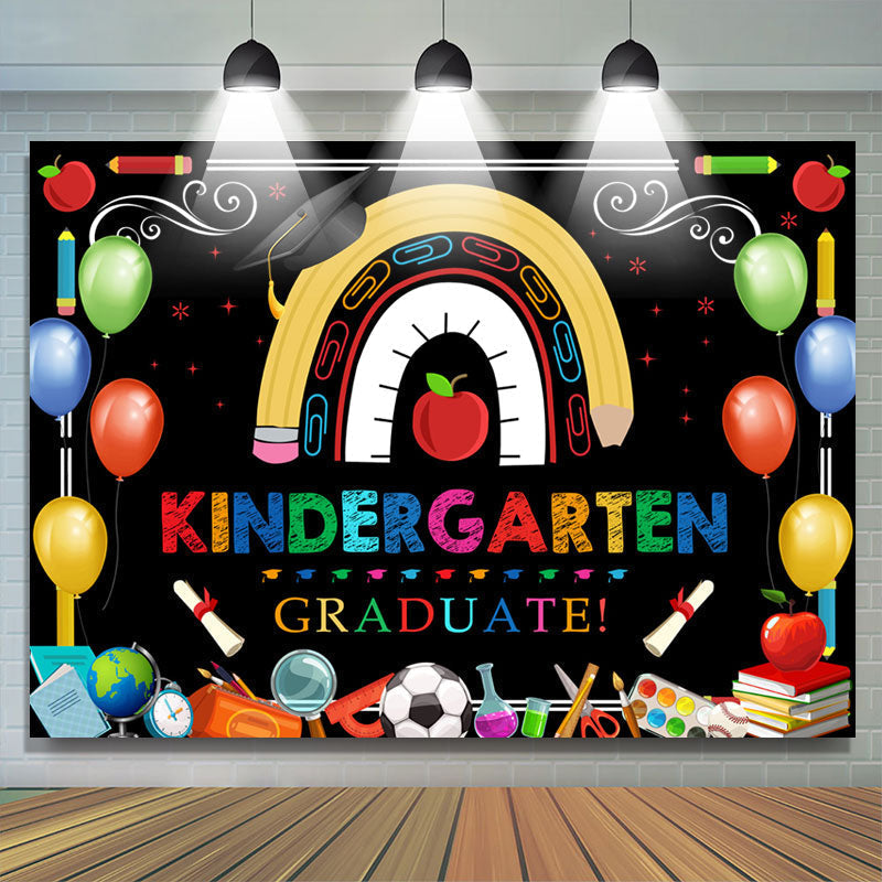 Lofaris Colorful Ballons Kindergarten Black Backdrop For Party