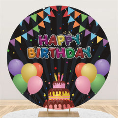 Gold Glitter Navy Blue Round Graduation Party Backdrop