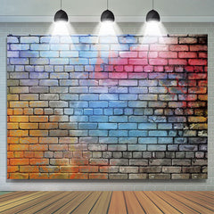 Lofaris Colorful Brick Wall Hip Hop Birthday Party Backdrop