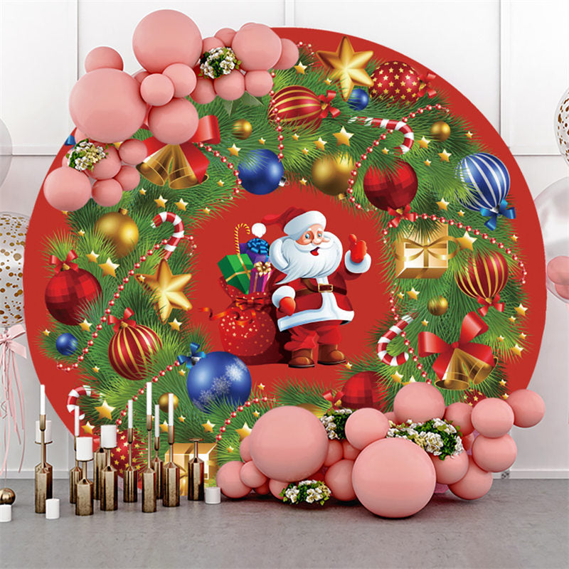 Lofaris Colorful Christmas Balls Round Red Day Backdrop
