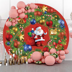 Lofaris Colorful Christmas Balls Round Red Day Backdrop