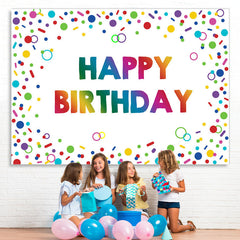 Lofaris Colorful Circle And Line Happy Birthday Party Backdrop