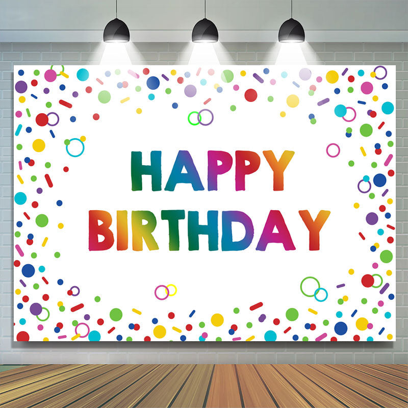 Lofaris Colorful Circle And Line Happy Birthday Party Backdrop