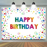 Lofaris Colorful Circle And Line Happy Birthday Party Backdrop