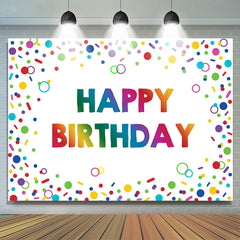 Lofaris Colorful Circle And Line Happy Birthday Party Backdrop
