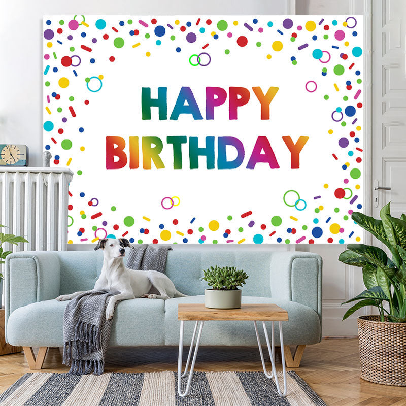 Lofaris Colorful Circle And Line Happy Birthday Party Backdrop