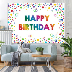 Lofaris Colorful Circle And Line Happy Birthday Party Backdrop