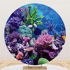 Lofaris Colorful Coral Reefs Custom Circle Baby Shower Backdrop