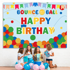 Lofaris Colorful Cute Dots And Flags Happy Birthday Backdrop