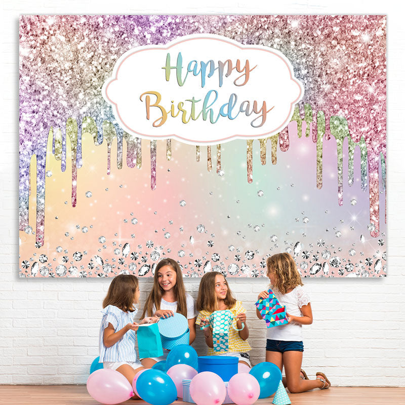 Lofaris Colorful Diamonds Glitter Bokeh Backdrop For Birthday