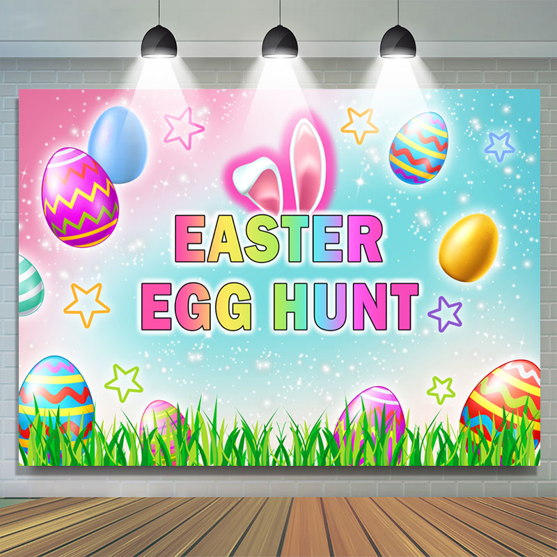 Lofaris Colorful Ester Egg Hunt Happy Holiday Backdrop