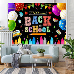 Lofaris Colorful Flags And Balloons Welcome Back To School Backdrop