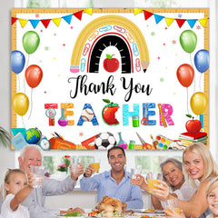 Lofaris Colorful Flags Thank You Teacher Back To School Backdrop