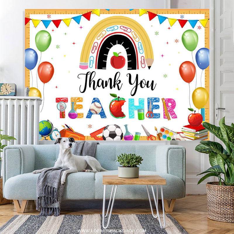 Lofaris Colorful Flags Thank You Teacher Back To School Backdrop