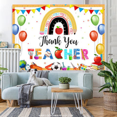 Lofaris Colorful Flags Thank You Teacher Back To School Backdrop