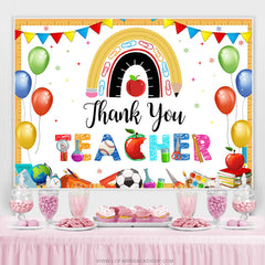 Lofaris Colorful Flags Thank You Teacher Back To School Backdrop
