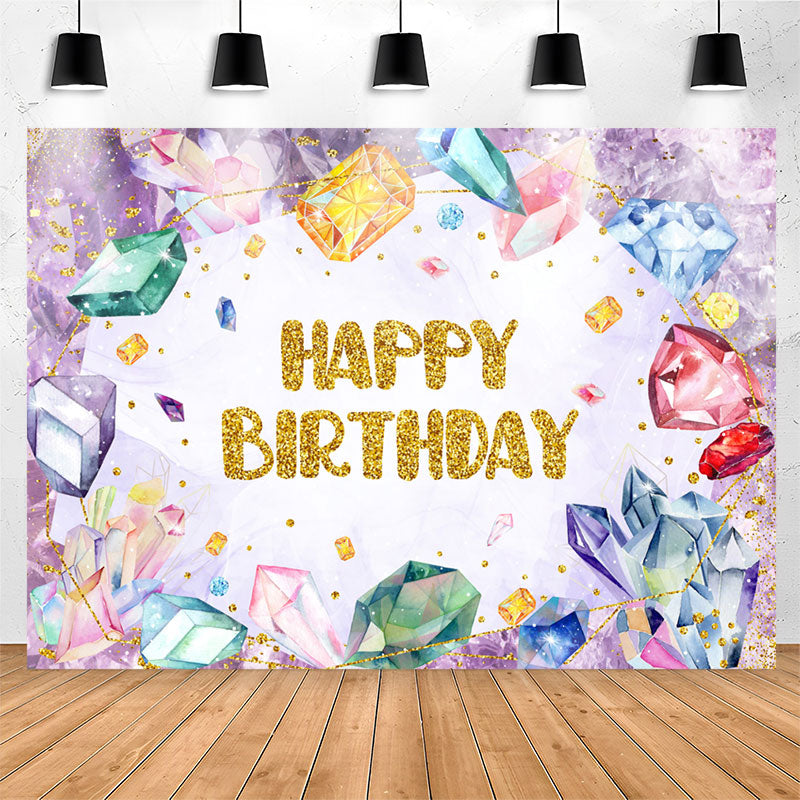 Lofaris Colorful Gems Sparkling Purple Girl Birthday Backdrop