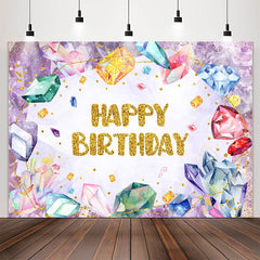 Lofaris Colorful Gems Sparkling Purple Girl Birthday Backdrop