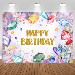 Lofaris Colorful Gems Sparkling Purple Girl Birthday Backdrop