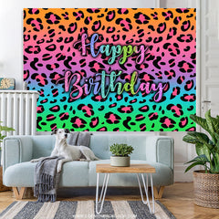 Lofaris Colorful Glitter Pattern Happy Birthday Backdrop