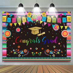 Lofaris Colorful Glitter Spring Themed Congratsgrad Backdrop