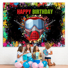 Lofaris Colorful Graffiti And Gas Mask Happy Birthday Backdrop