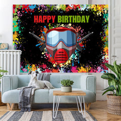 Lofaris Colorful Graffiti And Gas Mask Happy Birthday Backdrop