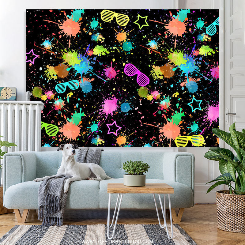 Lofaris Colorful Graffiti Glasses Pattern Birthday Backdrop