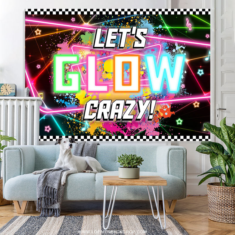 Lofaris Colorful Graffiti Lets Glow Crazy Birthday Backdrop