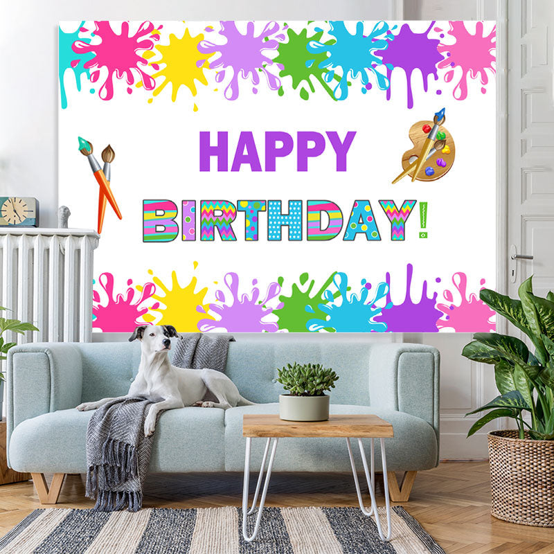 Lofaris Colorful Graffiti Painting Happy Birthday Backdrop