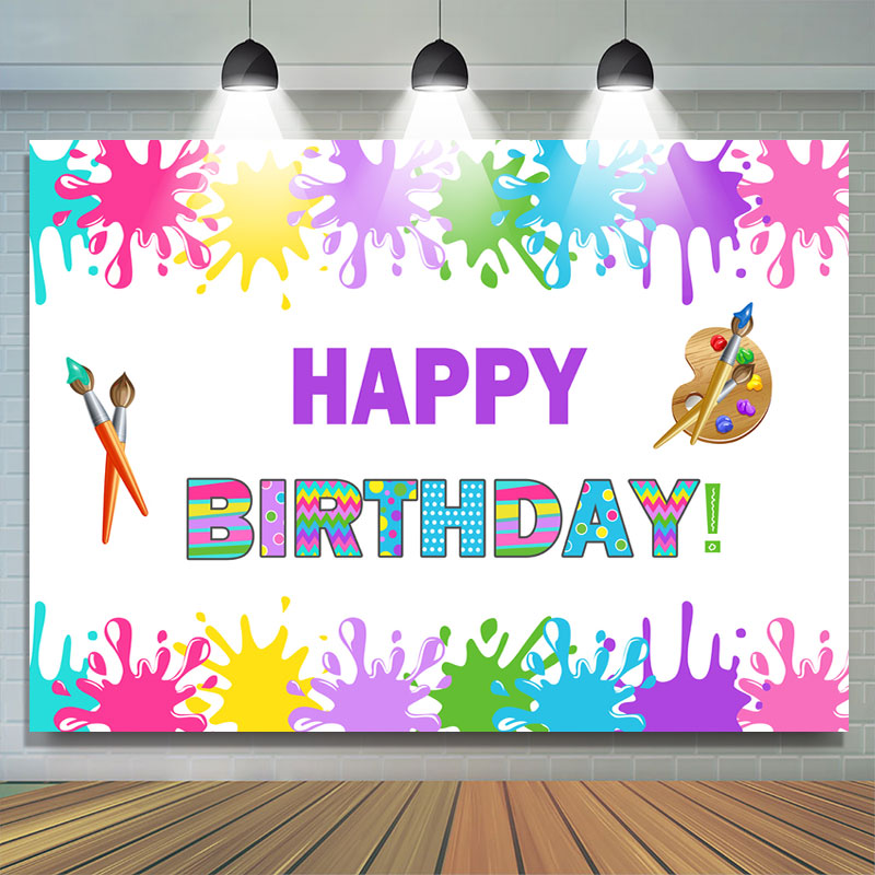 Lofaris Colorful Graffiti Painting Happy Birthday Backdrop