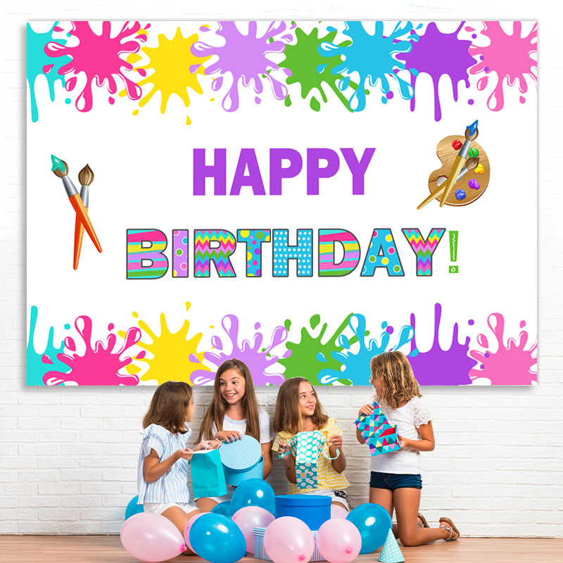 Lofaris Colorful Graffiti Painting Happy Birthday Backdrop