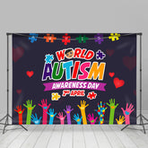 Lofaris Colorful Hands World Autism Awareness Backdrop