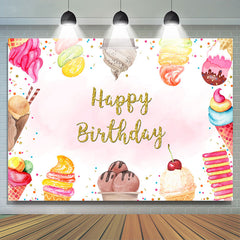 Lofaris Colorful Ice Cream Happy Birthday Backdrop For Girl