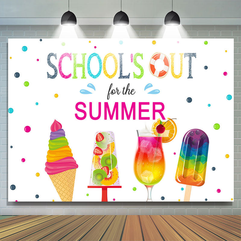 Lofaris Colorful Ice Cream Schools Out Summer Grad Backdrop