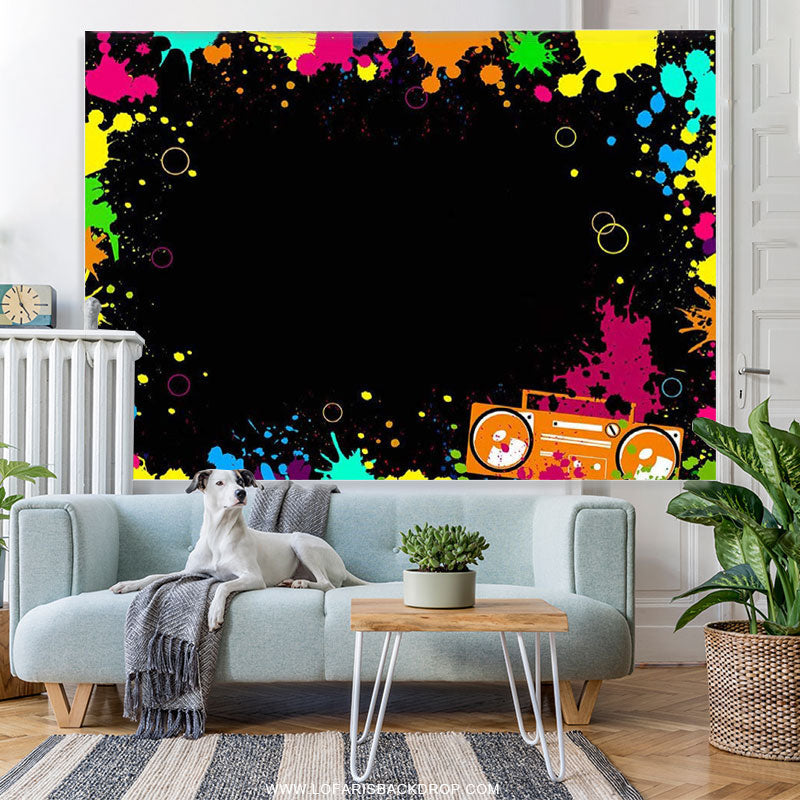 Lofaris Colorful Laser Ray Disco Retro Bance Birthday Backdrop