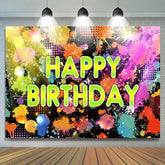 Lofaris Colorful Lights And Graffiti Happy Birthday Backdrop