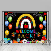 Lofaris Colorful Little Patterns Black Back To School Backdrop