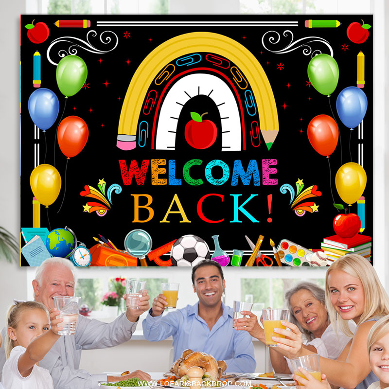 Lofaris Colorful Little Patterns Black Back To School Backdrop
