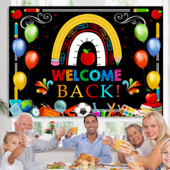 Lofaris Colorful Little Patterns Black Back To School Backdrop