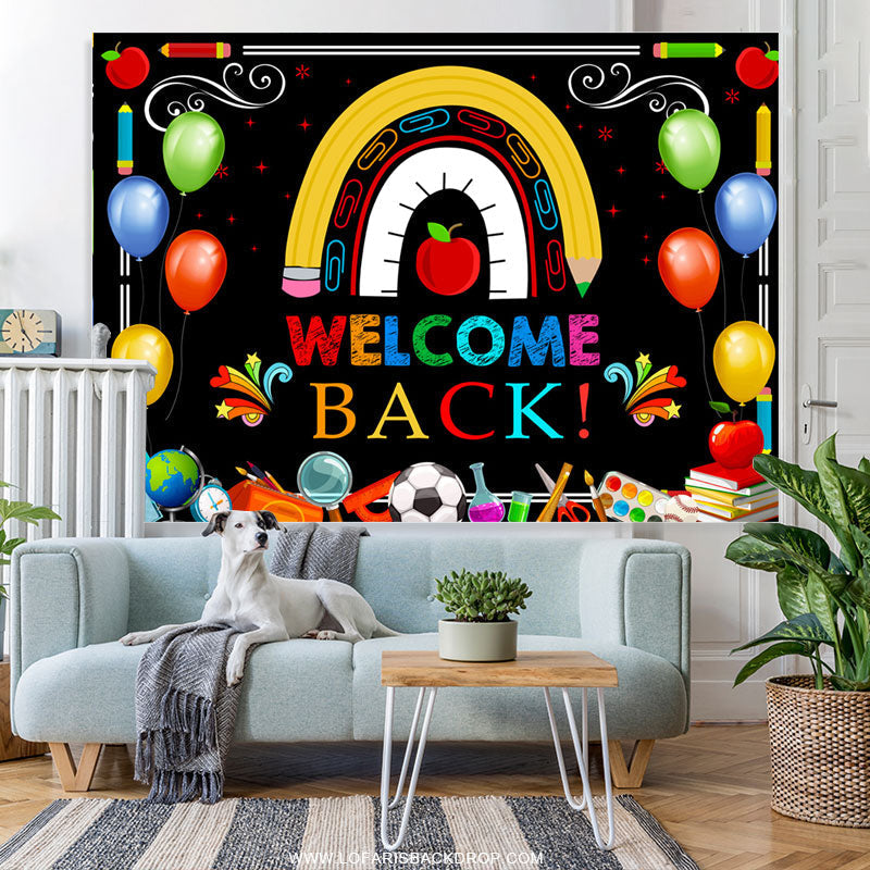 Lofaris Colorful Little Patterns Black Back To School Backdrop
